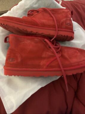 UGG Men's Red Suede Lace-Up Boots